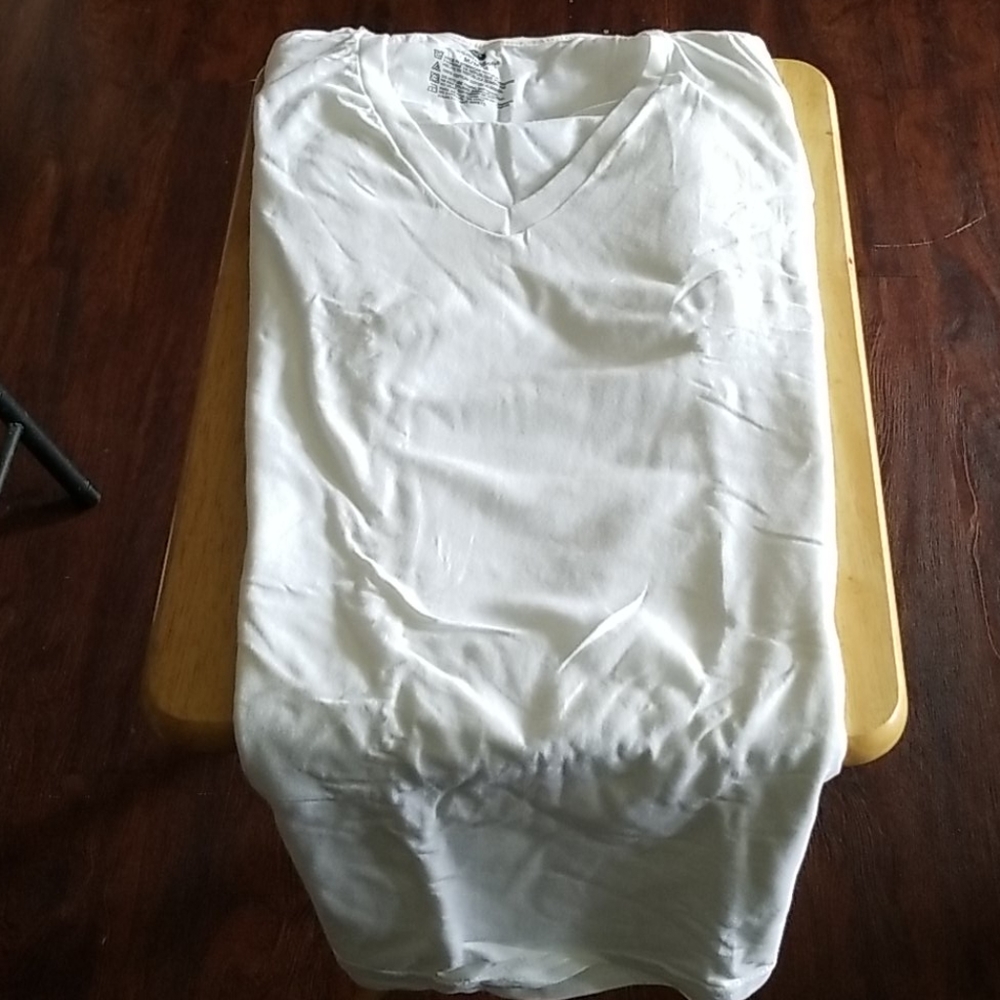White V neck undershirts (3)